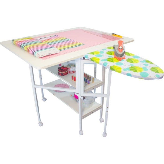 HORN FURNITURE - Emma Sewing and Cutting Table with ironing board - white